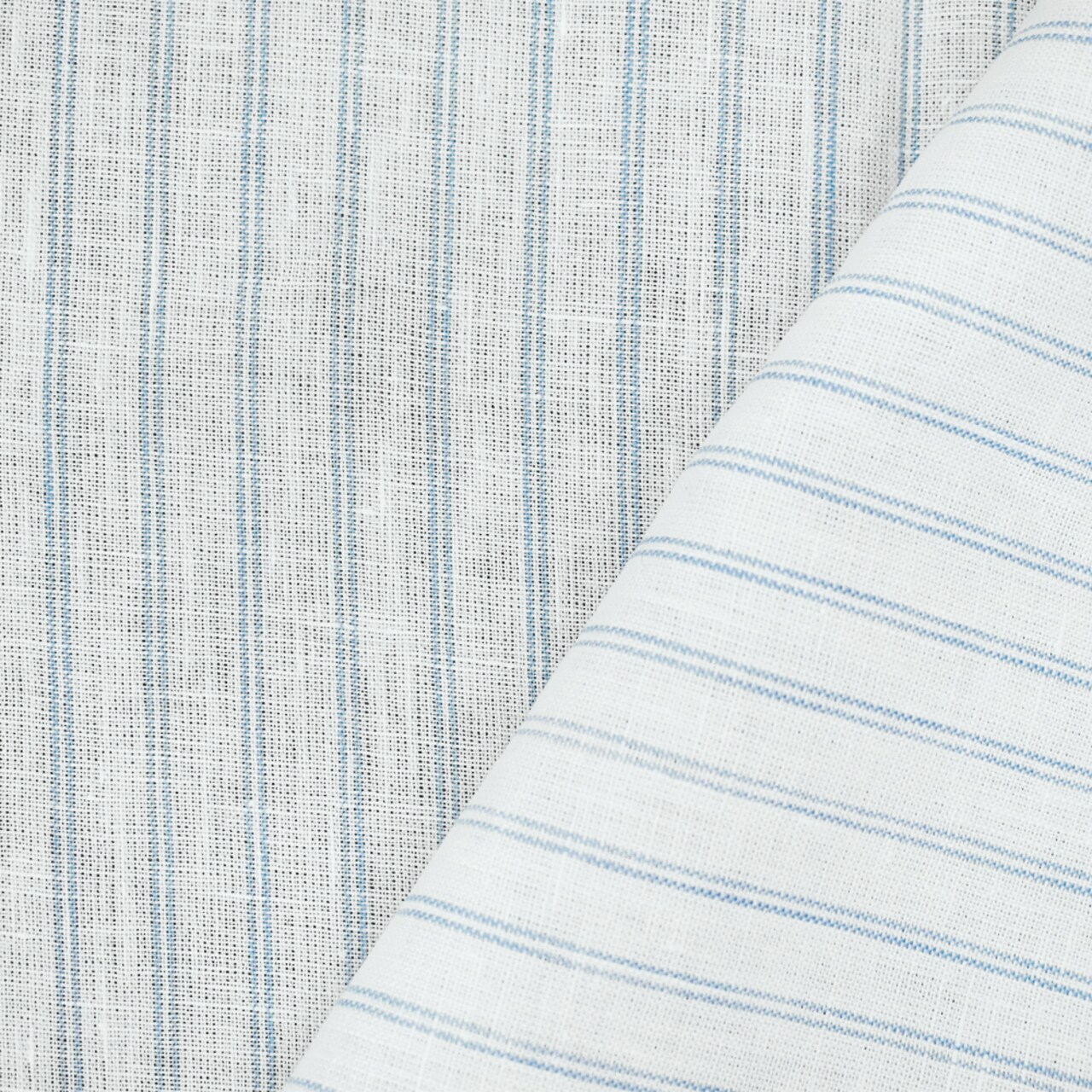 White-Light Blue Spence Bryson Stripe Irish Linen Slub Woven Fabric By the Yard